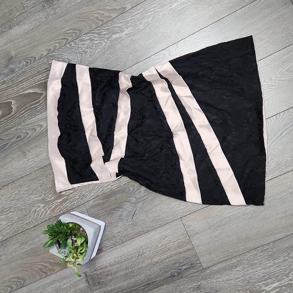 Strapless short black lace and tan dress Size 10